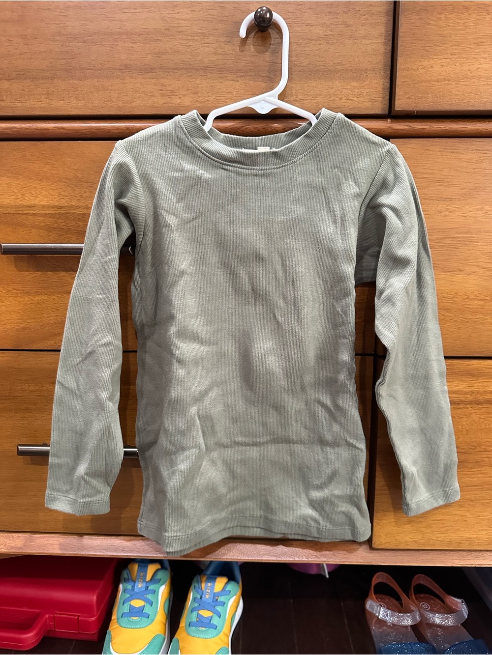 Les Gamins Kids Long-Sleeve Ribbed Tee - Olive Green